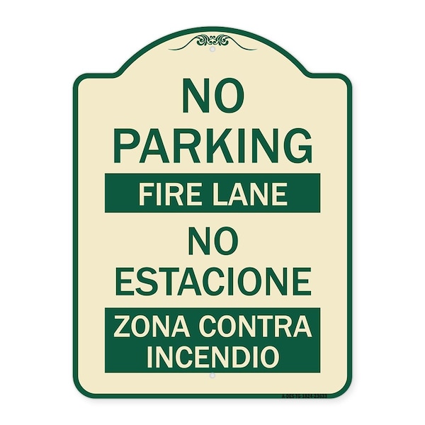 Signmission No Parking Fire Lane No Estacione Zona Contra Incendio Heavy-Gauge Alum, 24" x 18", TG-1824-23633 A-DES-TG-1824-23633 - main